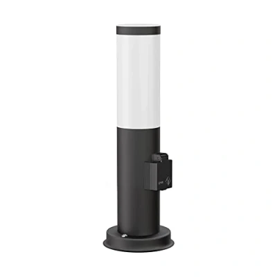 Afbeelding van ledscom.de Padlamp/meerpaallamp/tuinlamp PORU voor buiten, IP44, 39 cm, zwart, 1x E27 max. 40W, fitting, E27, zuil, oriëntatieverlichting, grond, stroom, stopcontact