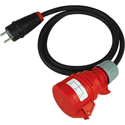Afbeelding van NWP Meetadapter testadapter Schuko stekker naar 16A CEE koppeling 5 polig voor DGUV V3 VDE 0701/0702 1,5 m aansluitkabel accessoires meetinstrumenten en testapparaten