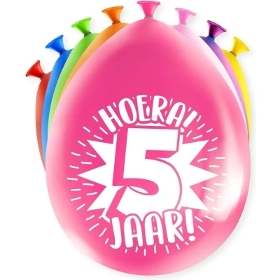 Afbeelding van Ballonnen 5 jaar party 30cm 8 stuks