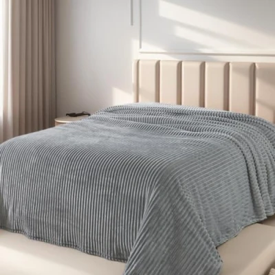 Afbeelding van HOZY Coperta Plaid Pile, Letto Singolo/Matrimoniale 150 x 200 cm Flanella, Divano Grande Caldo Morbida Grigio Chiaro