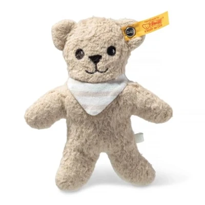 Afbeelding van Steiff Teddybeer Noah rammelaar beige, 12 cm GOTS