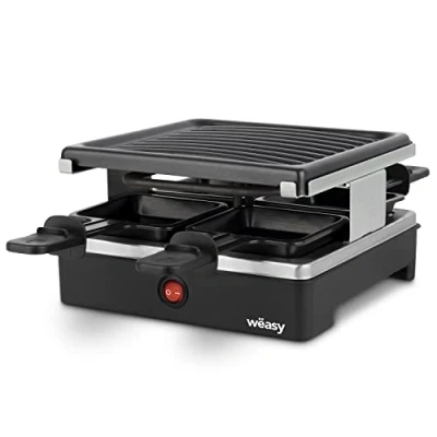 Afbeelding van WEASY LUGA40 Raclette en grill voor 4 personen 600W Antiaanbaklaag 19,7x19,7cm Afneembare plaat