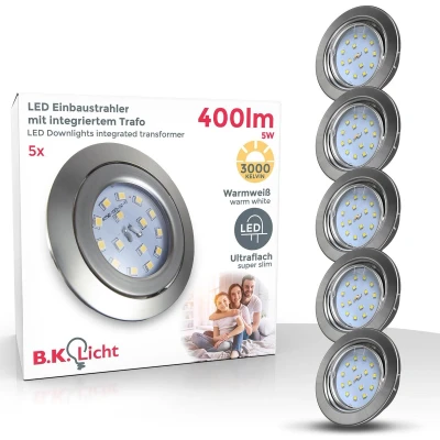 Afbeelding van B.K.Licht Inbouwspots LED 5 stuk voor binnen kantelbaar ronde spotjes inbouw IP23 Ø8.6cm 3.000K 400Lm 5W