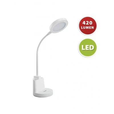 Afbeelding van Velamp SWAN2: 7W LED bureaulamp met aanraakschakelaar en pennenhouder. Wit
