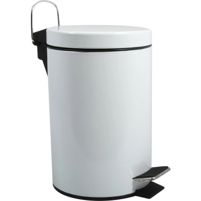Afbeelding van MSV Prullenbak/pedaalemmer metaal wit 5 liter 20 x 28 cm Badkamer/toilet Pedaalemmers