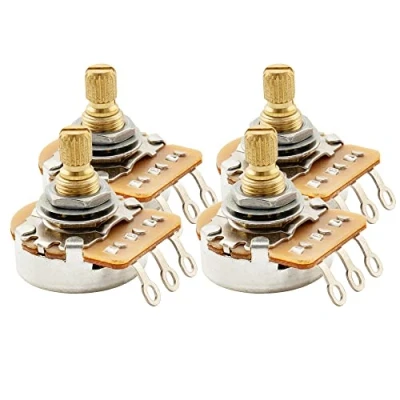 Afbeelding van Musiclily Pro HD A250K Messing Metric Coarse 18 tandjes Logaritmische Potmeter Split Short Shaft voor Elektrische Gitaar en Basgitaar (4 stuks)