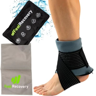 Afbeelding van Warm Koud Kompres bij Spierpijn en Gewrichtspijn in Enkel Voeten (28x17 cm) Hot &amp; Cold Gel Pack Herbruikbaar Koelkompres met Fixatieverband voor Koude Warmte Therapieën