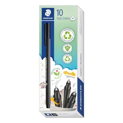 Afbeelding van 10x Staedtler fineliner Triplus zwart