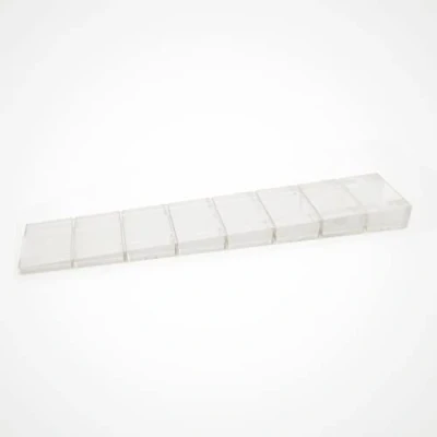 Afbeelding van 25 x meubelwiggen/wielblokken/compensatiewiggen van kunststof met ingebouwde vooraf bepaalde breekpunten Sossai® MKB 100 Kleur: transparant