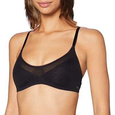 Afbeelding van sloggi Dames OXYGENE Infinite T Shirt Bra Beugelloze BH, Wit, S, zwart, L