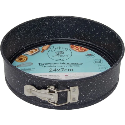 Afbeelding van Meyerhoff Bakery ronde springvorm/ bakvorm met non stick coating 24 x 7 cm antraciet marmer