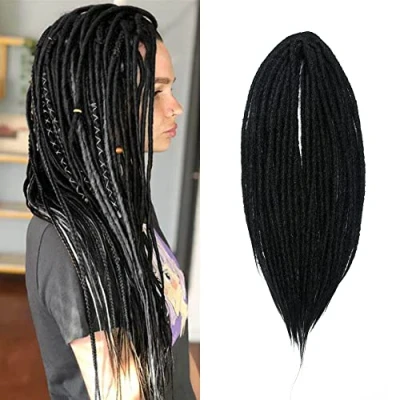 Afbeelding van 20 Inch 10 Strengen/Pak Synthetische Double Ended Dreadlocks Extensions Dunne 0,6 cm Gehaakte Gevlochten Haar Zachte Reggae Hiphop Hippie Stijl, Zwart