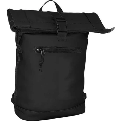 Afbeelding van No Label rugzak jongens Heren met laptopvak zwart rolltop