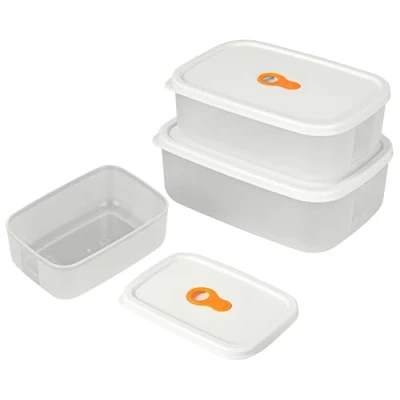 Afbeelding van BELLE VOUS food storage container 3 pieces(1051Ml,715Ml,310ML) cream color PP material