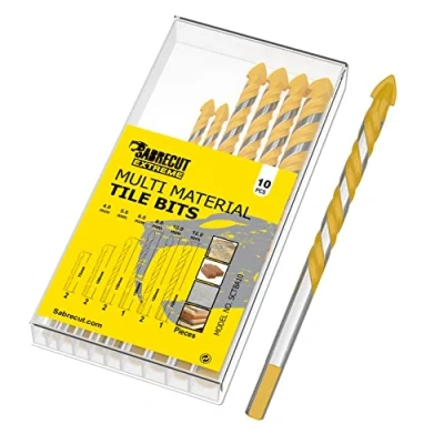 Afbeelding van 10 x SabreCut SCTBA10 Multi Materiaal Tegelboren Set voor Keramisch Porselein Graniet Marmer met Duurzame Opbergdoos