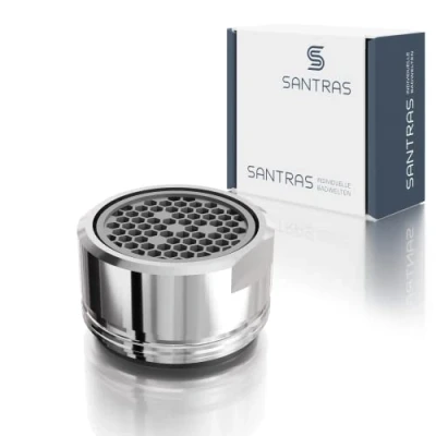 Afbeelding van SANTRAS® Straalregelaar M24 x 1 stuk voor elke conventionele kraan met zeef in chroom mengmondstuk (buitendraad 24 mm) filterinzetstuk, hoogwaardige afdichting en luchtmixer, Made Germany