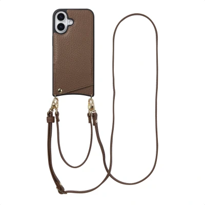 Afbeelding van Apple iPhone 17 Hoesje Kunstleder Selencia Hardcase/Koordhoesje/Backcover Mocha Brown Telefoonhoesje