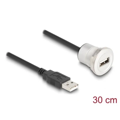 Afbeelding van Delock USB 2.0 Typ A Einbaubuchse mit Kabelpeitsche Stecker 30 cm Alum