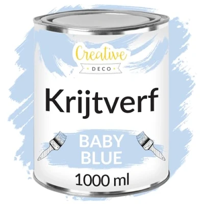 Afbeelding van Creative Deco 1000 ml Blauw Krijt Verf Mat en Wasbaar Perfect voor Renovatie, Decoratie Decoupage van Meubels Egen Gradient Effect Mogelijk