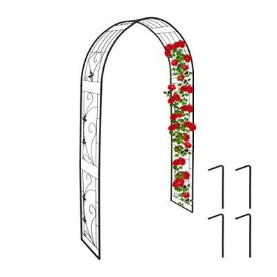 Afbeelding van Relaxdays rozenboog metaal grote tuinboog 216 x 125 36 cm zwarte plantenboog tuin