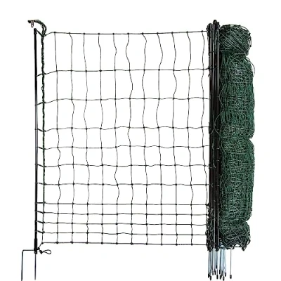 Afbeelding van horizont StrongLine Kippenhek, 9 glasvezelpalen 25 m lang, 110 cm hoog, voor gevogelte zonder stroom, mobiel gevogelte, tuinhek, dubbele punt