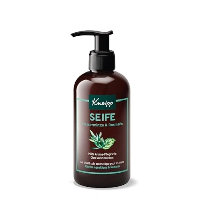 Afbeelding van Kneipp milde aroma verzorgingszeep, watermunt, rozemarijn, zeep voor een antibacteriële handreiniging, natuurlijke etherische oliën bijzondere geurervaring, 250 ml