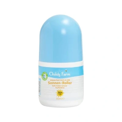 Afbeelding van Childs Farm Zonneroller voor kinderen en baby&#039;s, zeer hoge bescherming met SPF 50+, waterbestendig, UVA UVB bescherming, 50 ml geschikt droge, gevoelige of ook tot eczeem neigende huid