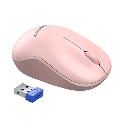 Afbeelding van TECKNET draadloze muis voor laptop, 2,4 GHz USB mini computermuizen, 1200 DPI optische kleine draagbare compatibel met pc, Mac en Linux, 18 maanden batterijduur roze