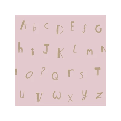 Afbeelding van Leen Bakker Dutch Wallcoverings Make Believe Alphabet Roze/goud 0,53x10,05m Behang Papier