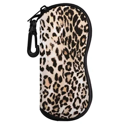 Afbeelding van MoKo Sunglasses Soft Case, [Ultra Lightweight] Neoprene Zippered Eyeglass Storage Case with Belt Clip for Eyewear, Frames, Carrying Pouch Makeup Bag Keys, Pencils, Cards Leopard