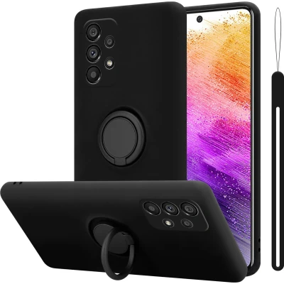 Afbeelding van Cadorabo Hoesje geschikt voor Samsung Galaxy A73 5G in LIQUID ZWART Beschermhoes van flexibel TPU silicone Case Cover met ring