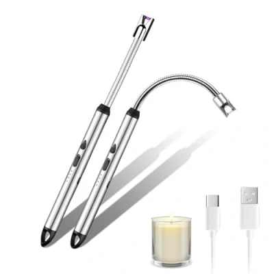 Afbeelding van X2 Elektrische Aansteker USB Oplaadbare, Winddichte Keukenaansteker door Plasmaboog met 360 Graden Beweging en LED Batterij Indicator. voor Keuken, Barbecue, Picknick.
