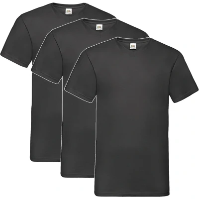 Afbeelding van 3 Pack Fruit of the Loom V Hals Maat XXXL (3XL) Valueweight Kleur Zwart