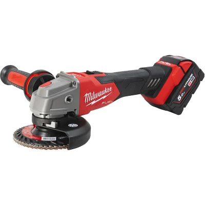Afbeelding van Milwaukee M18 FSAG125XB 502X FUEL 125 mm haakse slijper met schuifschakelaar en rem set (2x 5,0Ah accu) in HD Box