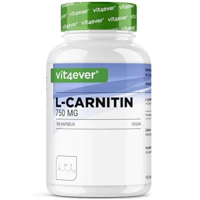 Afbeelding van L carnitine 180 vegan capsules 100% tartraat Vit4ever