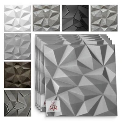 Afbeelding van 3D panelen van polystyreen XPS piepschuim decors plafondpanelen platen wanddecoratie wandbekleding 50x50cm 3 mm dikte (4m², Zirkon Grey)