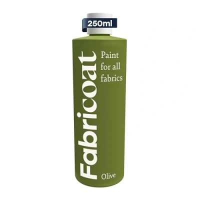 Afbeelding van Fabricoat Stoffenverf Herstel of verander de kleur van elke stof, verf direct op transformeer alles banken, lampenkappen, auto interieur (250 ml, olijf)