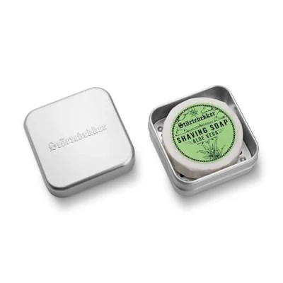 Afbeelding van Störtebekker scheerzeep &amp; zeepblikjes, set met aluminium incl. in verschillende varianten, veganistische handgemaakt zeepfabriek (Aloe Vera)