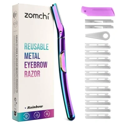 Afbeelding van ZOMCHI Dermaplaning Tool voor Gezichtsexfoliatie met 10 Vervangbare Navullingen, Wenkbrauwscheermes, Perzikhaarverwijdering Gezichtscheermes Vrouwen en Mannen (Regenboog)