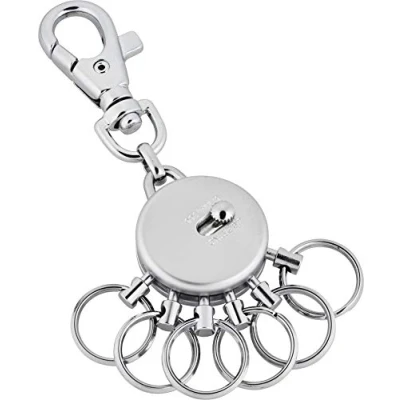 Afbeelding van Kingsport sleutelhanger met karabijnhaak en 6 afneembare ringen, verschillende designs verkrijgbaar Jadani, zilver, mat, 93 x 25 10 mm,