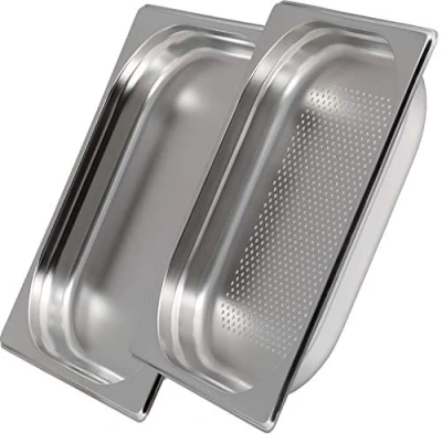 Afbeelding van jokobela GN container set: 1/2 40 mm, 1 x geperforeerd, ongeperforeerd: geschikt voor Gaggenau/Miele/Siemens/AEG/Elektrolux stoompan (temperatuurbestendig, roestvrij staal, vaatwasserbestendig)
