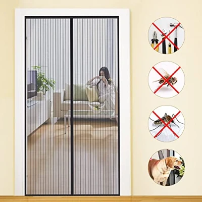 Afbeelding van MYCARBON Vliegengaas voor deur, magnetisch, 150 x 220 cm, insectenbescherming, balkondeur, vliegengordijn, 10 sterker dan normaal vliegengaas, zonder boren, gordijn woonkamer, schuifdeur, terrasdeur, zwart