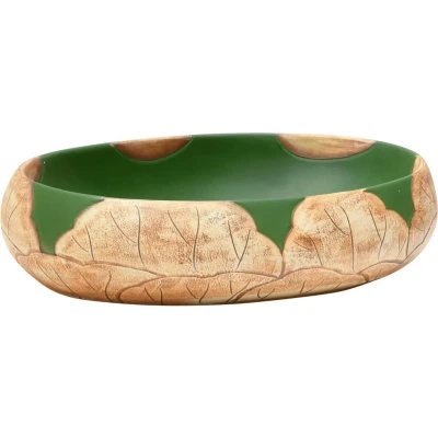 Afbeelding van vidaXL Opzetwasbak ovaal 59x40x15 cm keramiek groen en bruin