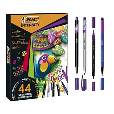 Afbeelding van BIC Intensity Pennenset à 44: 12 Dual Tip Brush viltstiften en 3 verschillende fineliner soorten: met gemiddelde punt, 16 fijne punt 4 &#039;Colour Change&#039; functie