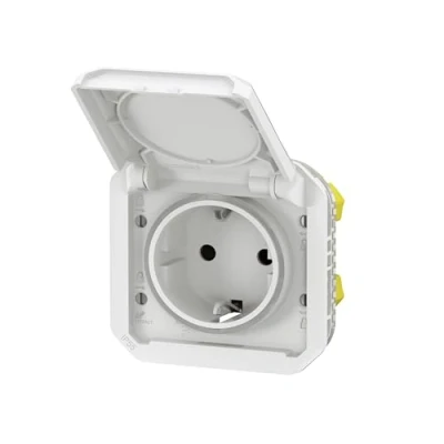 Afbeelding van Legrand, Stopcontacten, PLEXO Nieuwe inbouw wandcontactdoos met randaarde, steekklemmen, EB, IP44 IK08, ultra wit, 069640L