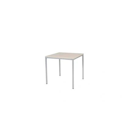 Afbeelding van Domino Basic bureautafel, vaste hoogte met 80x80cm robson eiken 25mm blad en aluminium (RAL9006) 4 poot frame