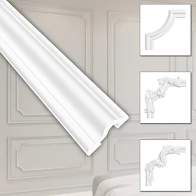 Afbeelding van HEXIM Stucversiering van HDPS/PU wit stucframe wanddecoratie fotolijst HCR wandlijsten (20 meter HCR517) wandlijst eindlijst fries stuclijst renovatie HDPS