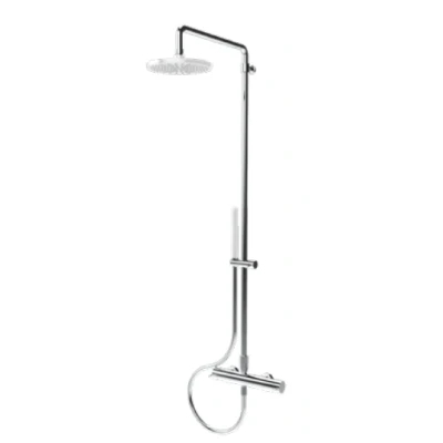 Afbeelding van Waterevolution Flow thermostatische douchecombinatie met regendouche messing natuur 250mm T141TN25LE