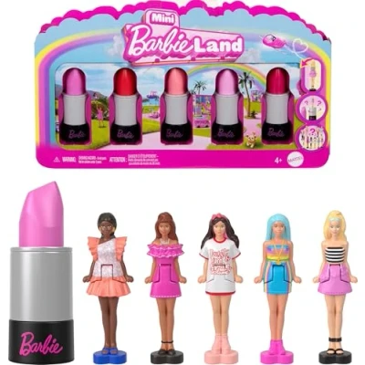 Afbeelding van Barbie Mini BarbieLand, set van 5 Fashionistas poppen, minipoppen 4 cm in een lippenstift, complete verzameling en verrassende onthullingen (stijlen kunnen variëren), JBD26