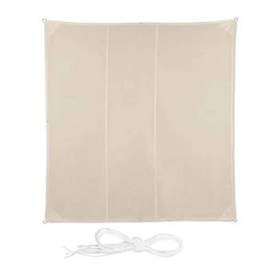 Afbeelding van Relaxdays schaduwdoek vierkant, waterafstotend, uv bestendig, met scheerlijnen, terras, balkon, 3 x m, beige